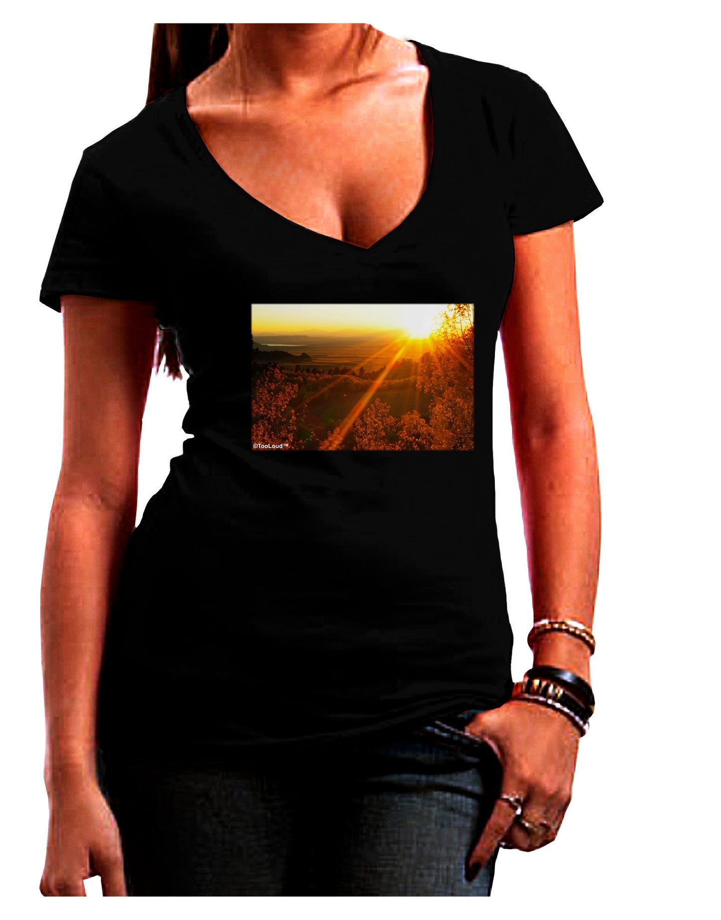 Colorado Sunset Womens V-Neck Dark T-Shirt-Womens V-Neck T-Shirts-TooLoud-Black-Juniors Fitted Small-Davson Sales
