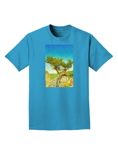 Colorado Tree Watercolor Adult Dark T-Shirt-Mens T-Shirt-TooLoud-Turquoise-Small-Davson Sales