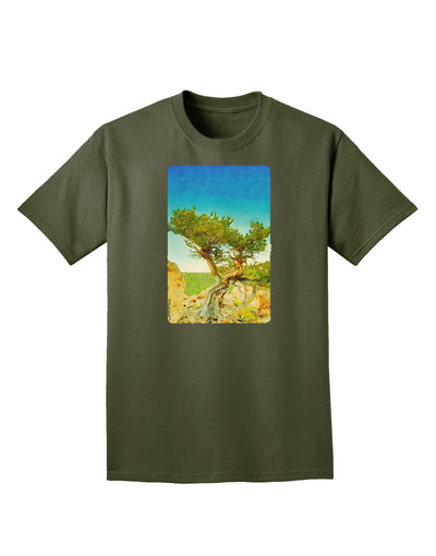 Colorado Tree Watercolor Adult Dark T-Shirt-Mens T-Shirt-TooLoud-Military-Green-Small-Davson Sales