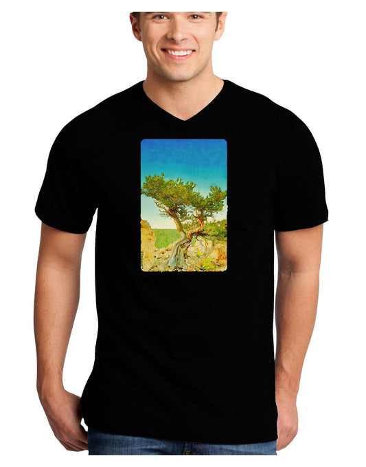 Colorado Tree Watercolor Adult Dark V-Neck T-Shirt-TooLoud-Black-Small-Davson Sales