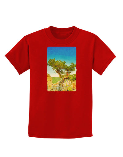 Colorado Tree Watercolor Childrens Dark T-Shirt-Childrens T-Shirt-TooLoud-Red-X-Small-Davson Sales