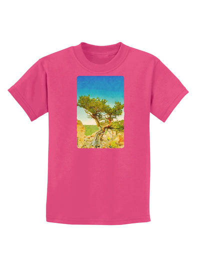 Colorado Tree Watercolor Childrens Dark T-Shirt-Childrens T-Shirt-TooLoud-Sangria-X-Small-Davson Sales