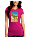 Colorado Tree Watercolor Juniors Crew Dark T-Shirt-T-Shirts Juniors Tops-TooLoud-Hot-Pink-Juniors Fitted Small-Davson Sales