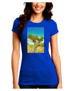 Colorado Tree Watercolor Juniors Crew Dark T-Shirt-T-Shirts Juniors Tops-TooLoud-Royal-Blue-Juniors Fitted Small-Davson Sales