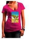 Colorado Tree Watercolor Juniors V-Neck Dark T-Shirt-Womens V-Neck T-Shirts-TooLoud-Hot-Pink-Juniors Fitted Small-Davson Sales