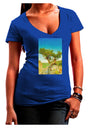 Colorado Tree Watercolor Juniors V-Neck Dark T-Shirt-Womens V-Neck T-Shirts-TooLoud-Royal-Blue-Juniors Fitted Small-Davson Sales