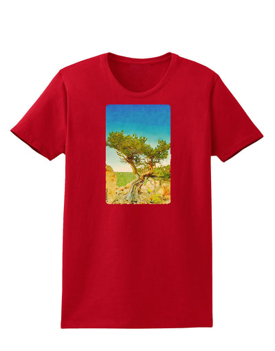 Colorado Tree Watercolor Womens Dark T-Shirt-TooLoud-Red-X-Small-Davson Sales