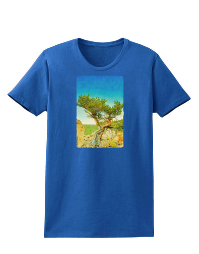 Colorado Tree Watercolor Womens Dark T-Shirt-TooLoud-Royal-Blue-X-Small-Davson Sales