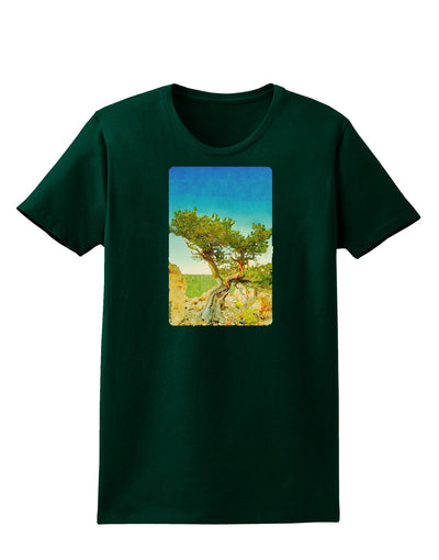 Colorado Tree Watercolor Womens Dark T-Shirt-TooLoud-Forest-Green-Small-Davson Sales