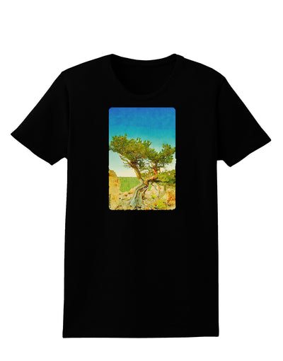 Colorado Tree Watercolor Womens Dark T-Shirt-TooLoud-Black-X-Small-Davson Sales