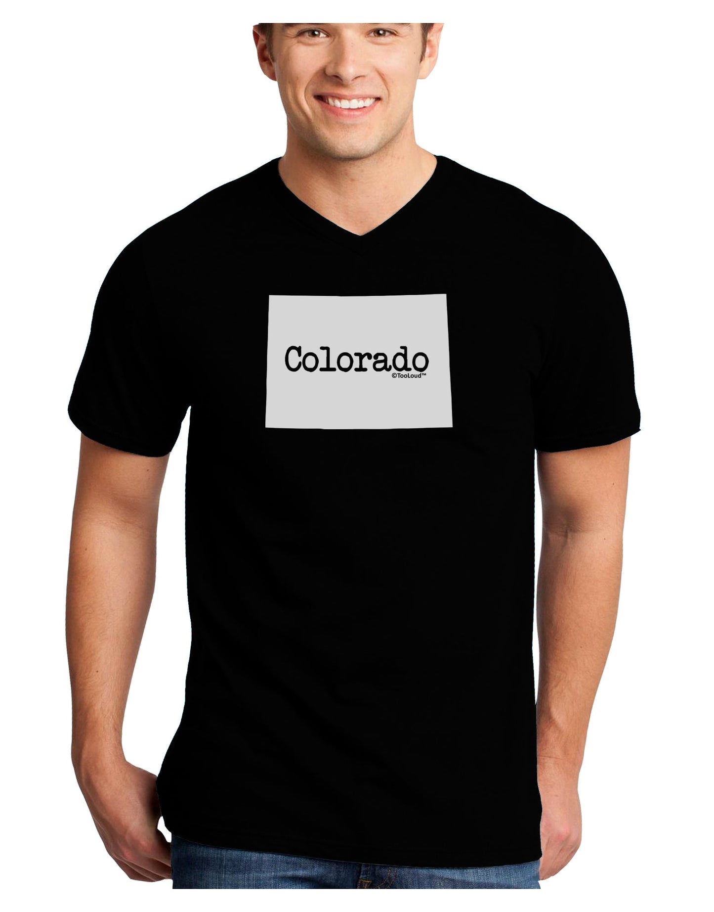 Colorado - United States Shape Adult Dark V-Neck T-Shirt by TooLoud-Mens V-Neck T-Shirt-TooLoud-Black-Small-Davson Sales