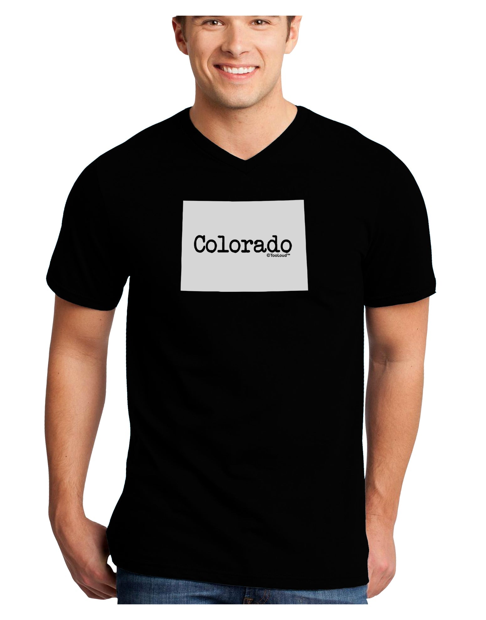 Colorado - United States Shape Adult Dark V-Neck T-Shirt by TooLoud-Mens V-Neck T-Shirt-TooLoud-Black-Small-Davson Sales