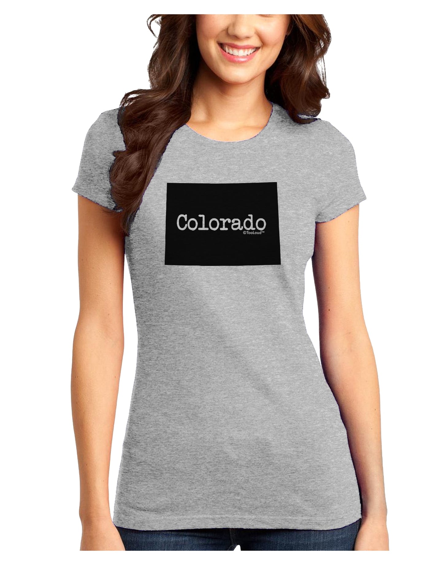 Colorado - United States Shape Juniors T-Shirt by TooLoud-Womens Juniors T-Shirt-TooLoud-Ash-Gray-Juniors Fitted X-Small-Davson Sales