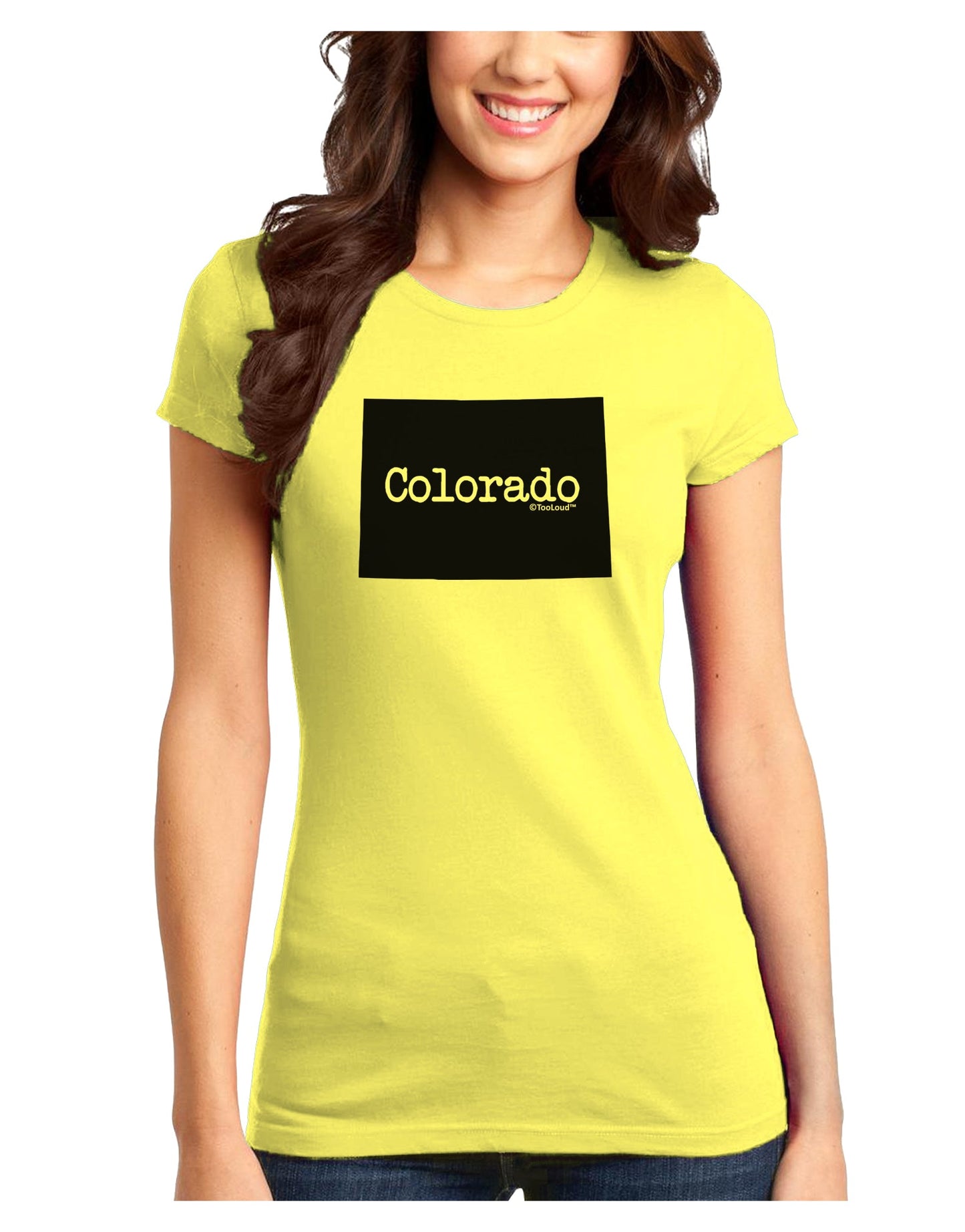 Colorado - United States Shape Juniors T-Shirt by TooLoud-Womens Juniors T-Shirt-TooLoud-Yellow-Juniors Fitted X-Small-Davson Sales