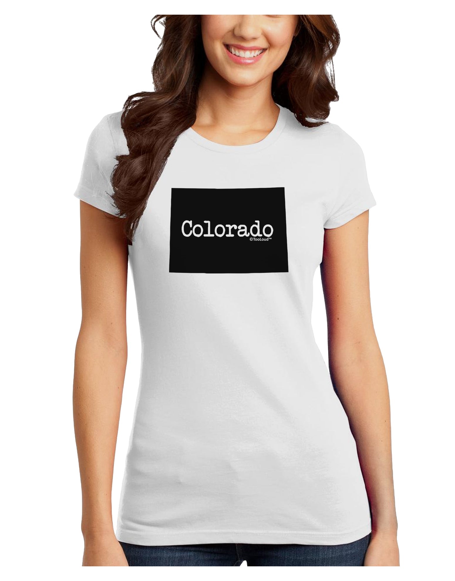 Colorado - United States Shape Juniors T-Shirt by TooLoud-Womens Juniors T-Shirt-TooLoud-White-Juniors Fitted X-Small-Davson Sales