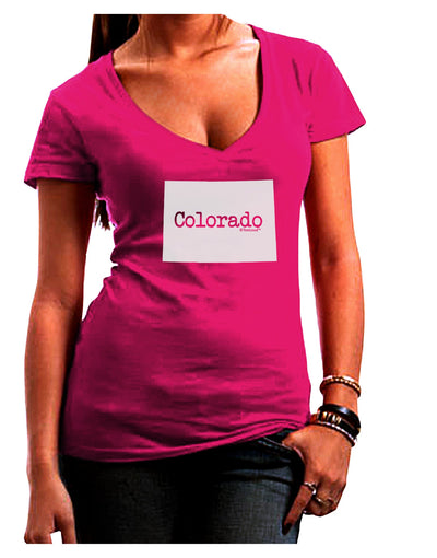 Colorado - United States Shape Juniors V-Neck Dark T-Shirt by TooLoud-Womens V-Neck T-Shirts-TooLoud-Hot-Pink-Juniors Fitted Small-Davson Sales