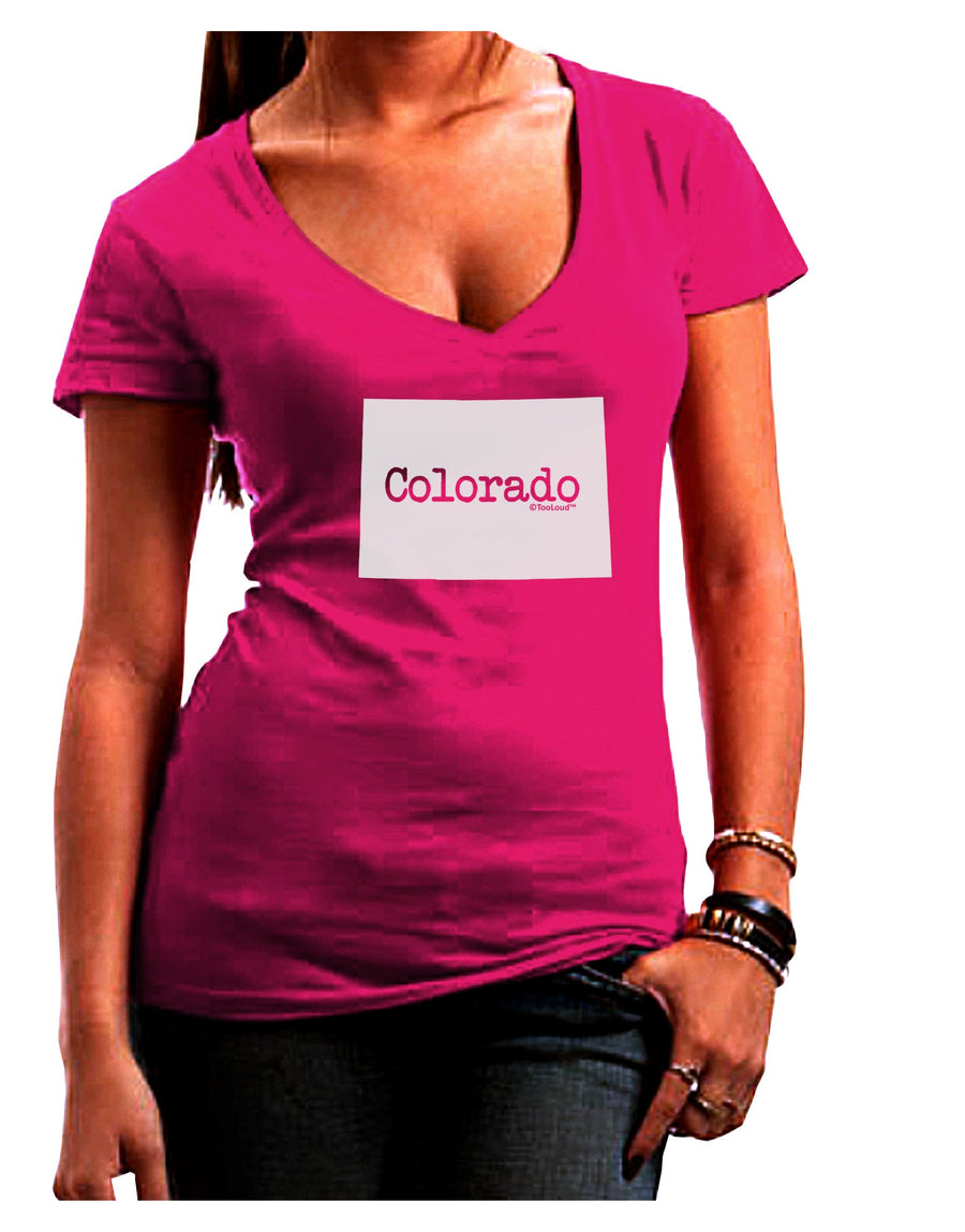 Colorado - United States Shape Juniors V-Neck Dark T-Shirt by TooLoud-Womens V-Neck T-Shirts-TooLoud-Black-Juniors Fitted Small-Davson Sales