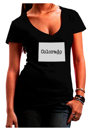 Colorado - United States Shape Juniors V-Neck Dark T-Shirt by TooLoud-Womens V-Neck T-Shirts-TooLoud-Black-Juniors Fitted Small-Davson Sales