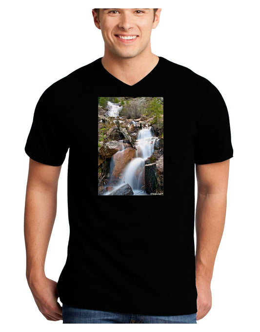 Colorado Waterfall Scene Adult Dark V-Neck T-Shirt-TooLoud-Black-Small-Davson Sales
