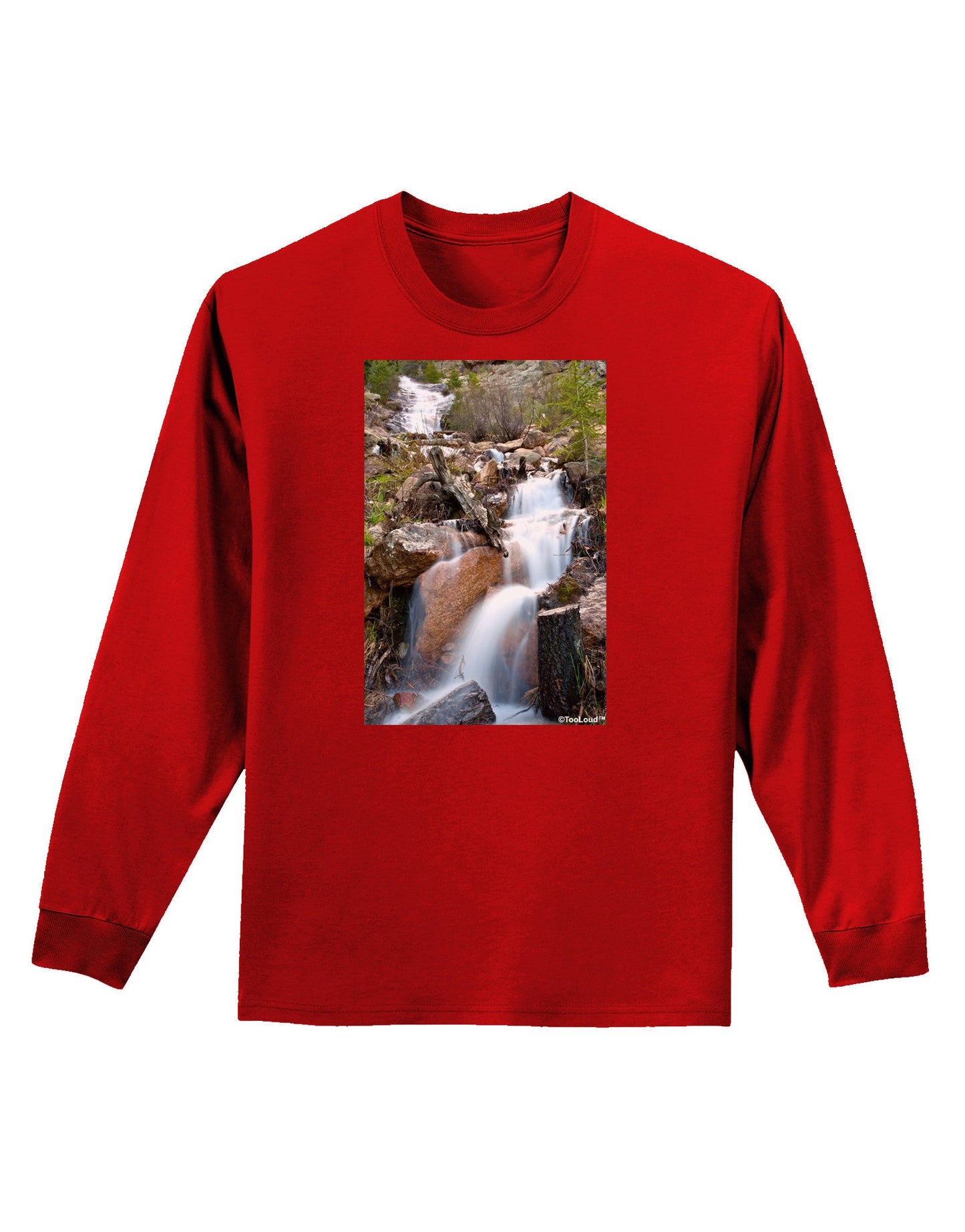 Colorado Waterfall Scene Adult Long Sleeve Dark T-Shirt-TooLoud-Red-Small-Davson Sales