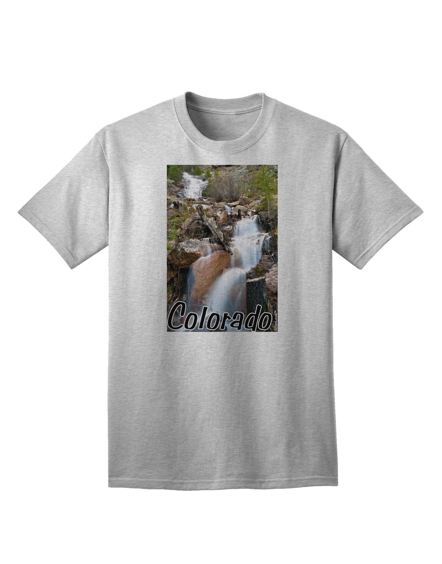 Colorado Waterfall Scene Text Adult T-Shirt-Mens T-Shirt-TooLoud-AshGray-Small-Davson Sales