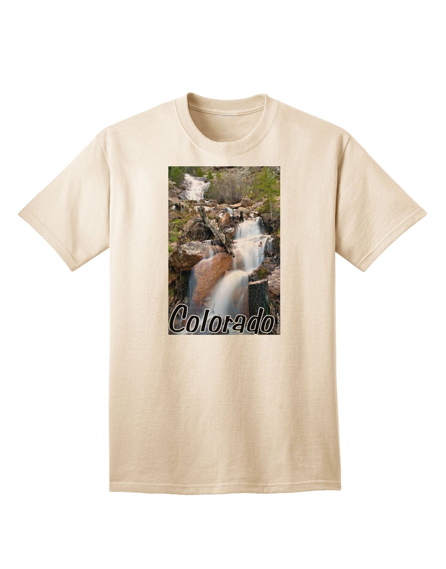 Colorado Waterfall Scene Text Adult T-Shirt-Mens T-Shirt-TooLoud-Natural-Small-Davson Sales