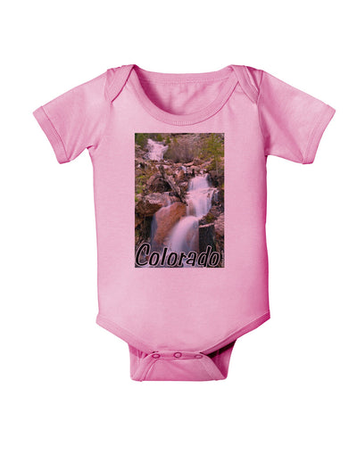 Colorado Waterfall Scene Text Baby Romper Bodysuit-Baby Romper-TooLoud-Pink-06-Months-Davson Sales