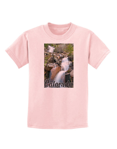 Colorado Waterfall Scene Text Childrens T-Shirt-Childrens T-Shirt-TooLoud-PalePink-X-Small-Davson Sales