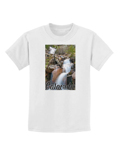 Colorado Waterfall Scene Text Childrens T-Shirt-Childrens T-Shirt-TooLoud-White-X-Small-Davson Sales