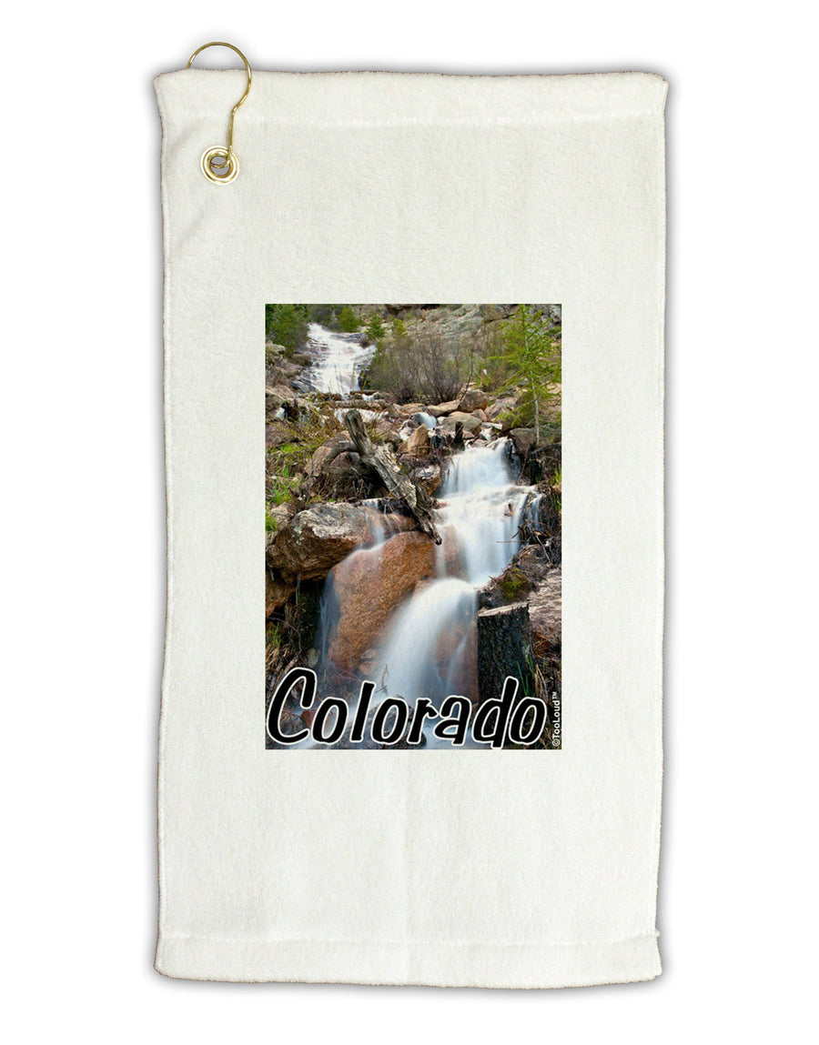 Colorado Waterfall Scene Text Micro Terry Gromet Golf Towel 11&#x22;x19-Golf Towel-TooLoud-White-Davson Sales