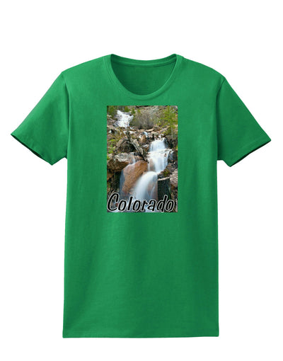 Colorado Waterfall Scene Text Womens Dark T-Shirt-TooLoud-Kelly-Green-X-Small-Davson Sales