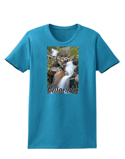 Colorado Waterfall Scene Text Womens Dark T-Shirt-TooLoud-Turquoise-X-Small-Davson Sales