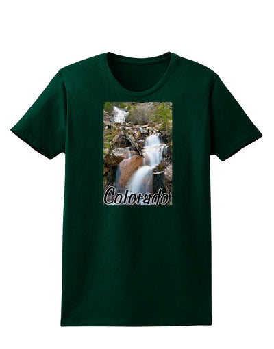 Colorado Waterfall Scene Text Womens Dark T-Shirt-TooLoud-Forest-Green-Small-Davson Sales