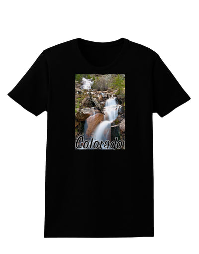 Colorado Waterfall Scene Text Womens Dark T-Shirt-TooLoud-Black-X-Small-Davson Sales