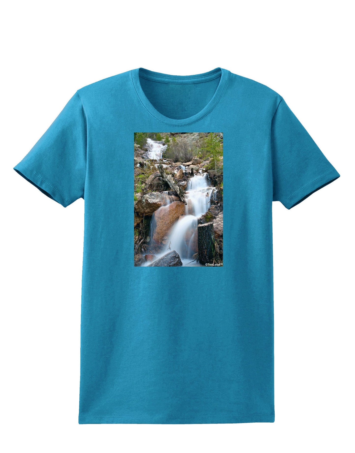 Colorado Waterfall Scene Womens Dark T-Shirt-TooLoud-Turquoise-X-Small-Davson Sales