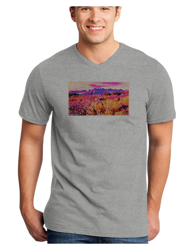 Colorful Colorado Mountains Adult V-Neck T-shirt-Mens V-Neck T-Shirt-TooLoud-HeatherGray-Small-Davson Sales