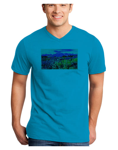 Colorful Colorado Mountains Adult V-Neck T-shirt-Mens V-Neck T-Shirt-TooLoud-Turquoise-Small-Davson Sales