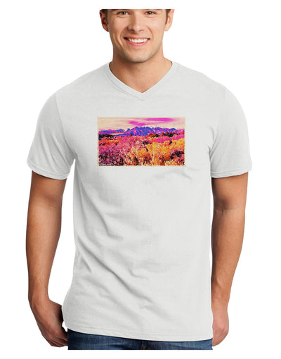 Colorful Colorado Mountains Adult V-Neck T-shirt-Mens V-Neck T-Shirt-TooLoud-White-Small-Davson Sales