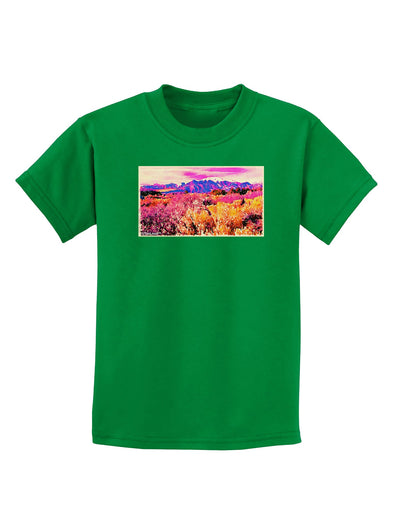 Colorful Colorado Mountains Childrens Dark T-Shirt-Childrens T-Shirt-TooLoud-Kelly-Green-X-Small-Davson Sales