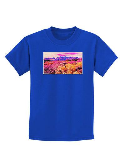 Colorful Colorado Mountains Childrens Dark T-Shirt-Childrens T-Shirt-TooLoud-Royal-Blue-X-Small-Davson Sales