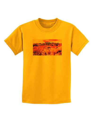 Colorful Colorado Mountains Childrens T-Shirt-Childrens T-Shirt-TooLoud-Gold-X-Small-Davson Sales