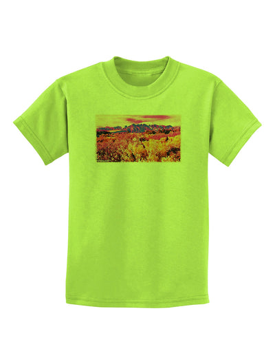 Colorful Colorado Mountains Childrens T-Shirt-Childrens T-Shirt-TooLoud-Lime-Green-X-Small-Davson Sales