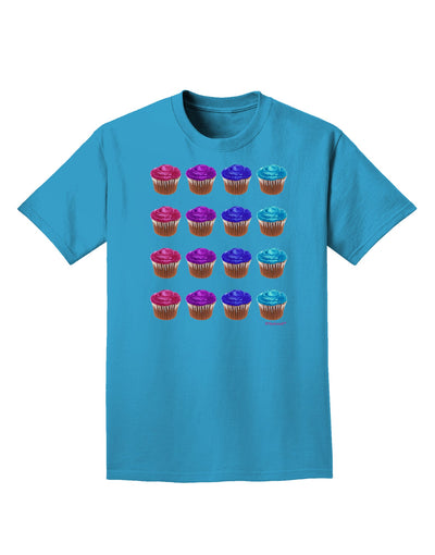 Colorful Cupcake Pattern Adult Dark T-Shirt by TooLoud-Mens T-Shirt-TooLoud-Turquoise-Small-Davson Sales