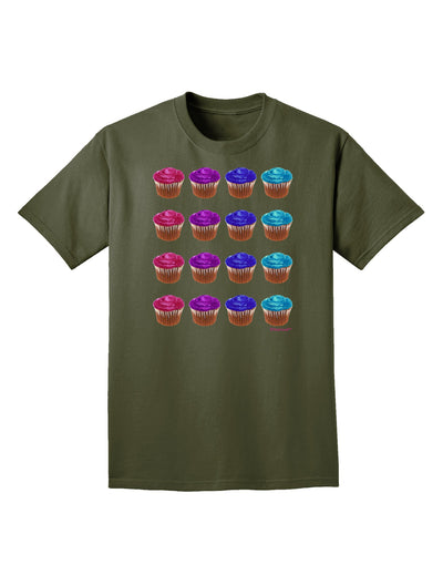 Colorful Cupcake Pattern Adult Dark T-Shirt by TooLoud-Mens T-Shirt-TooLoud-Military-Green-Small-Davson Sales