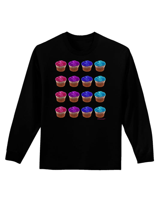 Colorful Cupcake Pattern Adult Long Sleeve Dark T-Shirt by TooLoud-TooLoud-Black-Small-Davson Sales