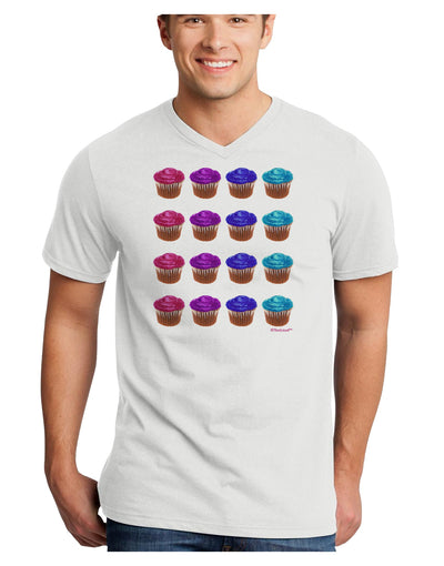 Colorful Cupcake Pattern Adult V-Neck T-shirt by TooLoud-Mens V-Neck T-Shirt-TooLoud-White-Small-Davson Sales