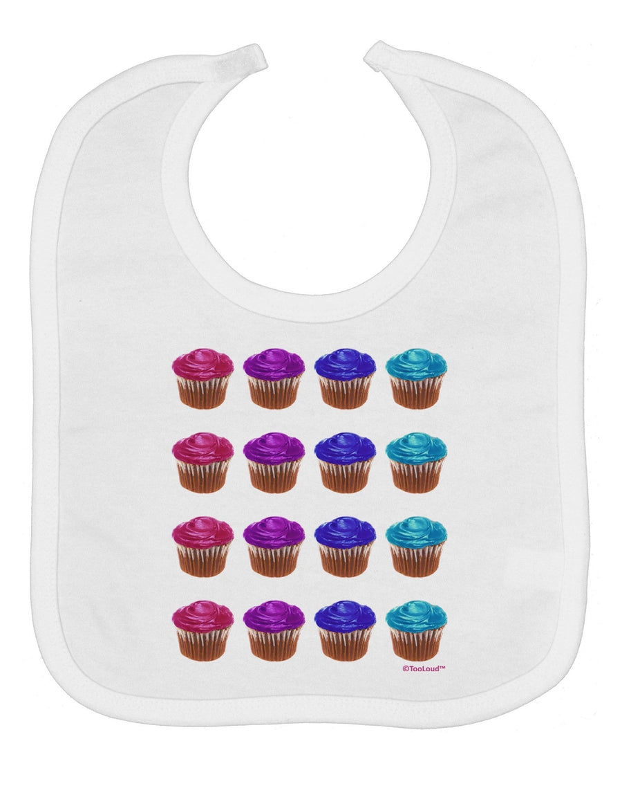 Colorful Cupcake Pattern Baby Bib by TooLoud