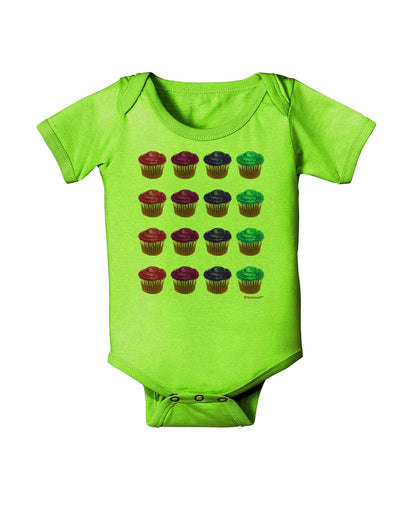 Colorful Cupcake Pattern Baby Romper Bodysuit by TooLoud-Baby Romper-TooLoud-Lime-Green-06-Months-Davson Sales