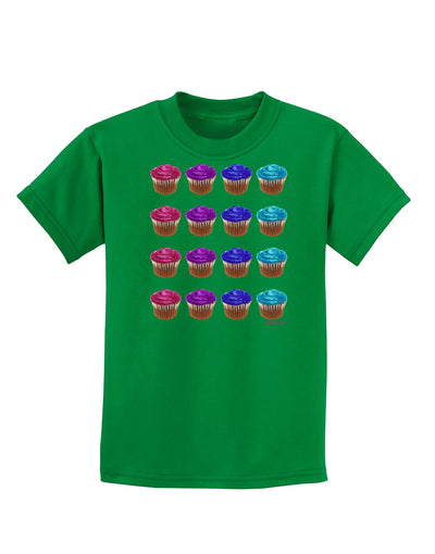 Colorful Cupcake Pattern Childrens Dark T-Shirt by TooLoud-Childrens T-Shirt-TooLoud-Kelly-Green-X-Small-Davson Sales