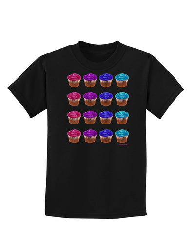 Colorful Cupcake Pattern Childrens Dark T-Shirt by TooLoud-Childrens T-Shirt-TooLoud-Black-X-Small-Davson Sales